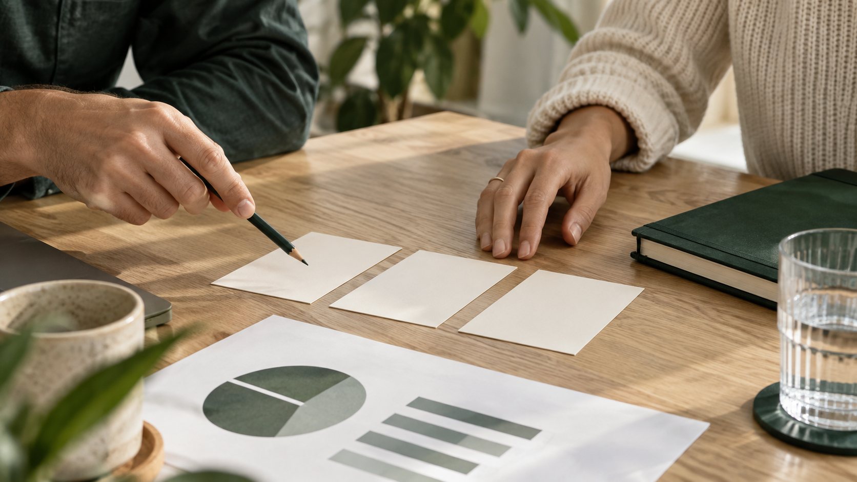 Gemeinsame Strategiearbeit mit Planungskarten und Auswertungen.